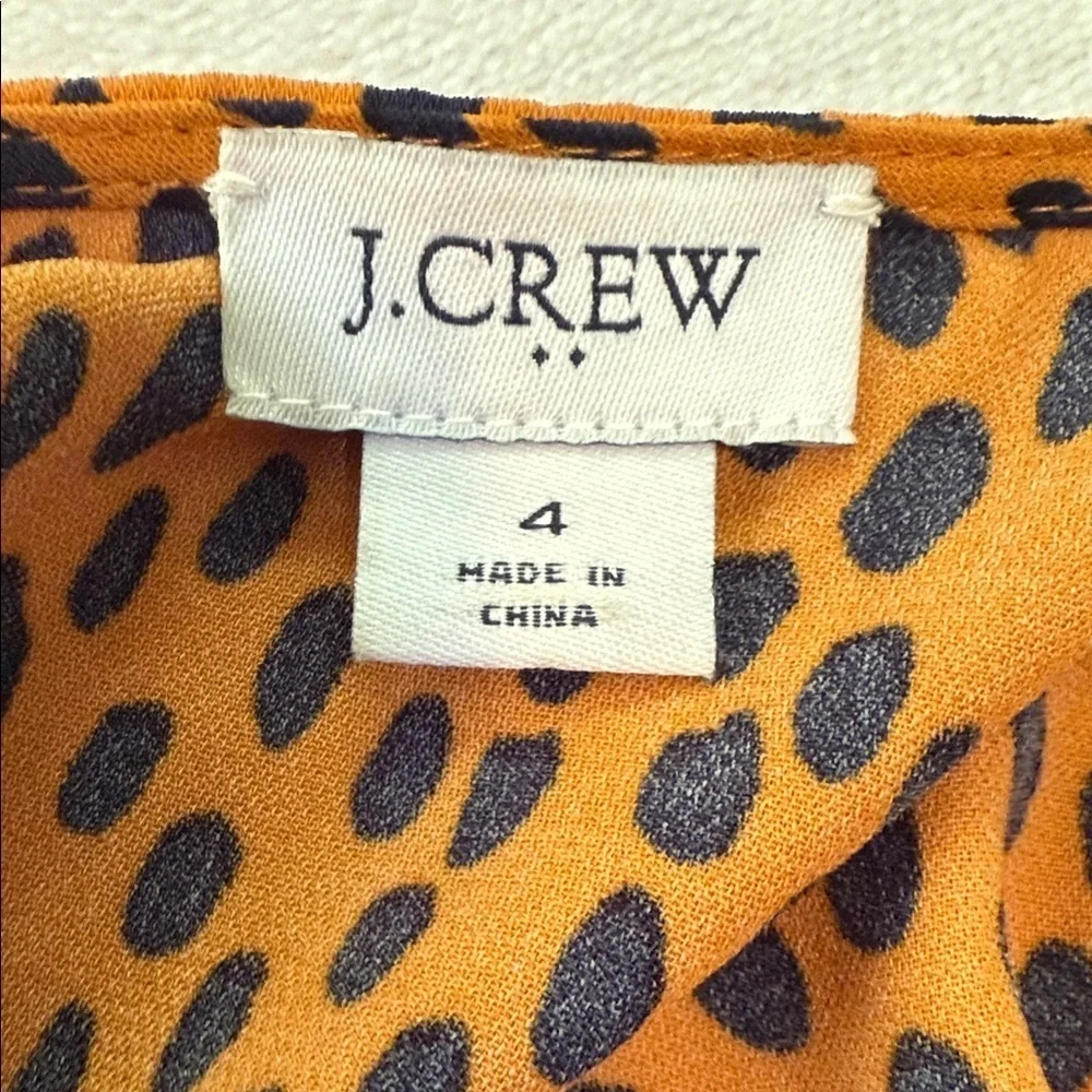 J.Crew Orange and Navy Cheetah Print Wrap Dress